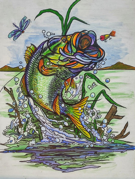 Large Mouth Bass Painting